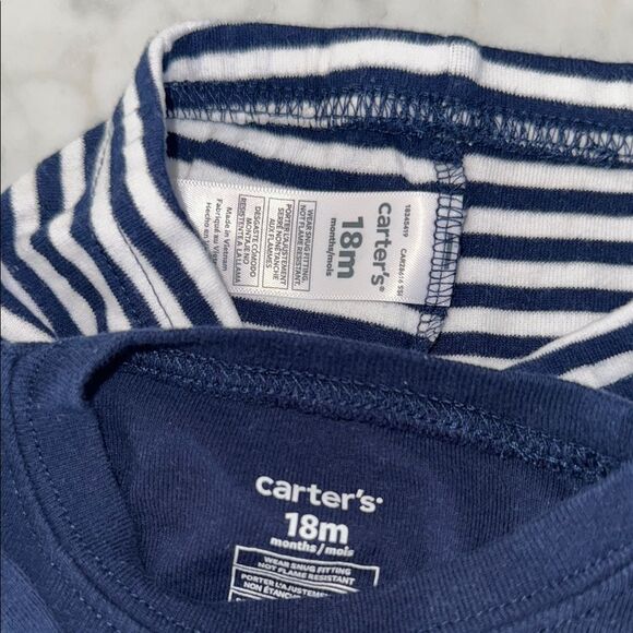 Carter’s Navy Pajama Set with Striped Pants 18M - Picture 5 of 5